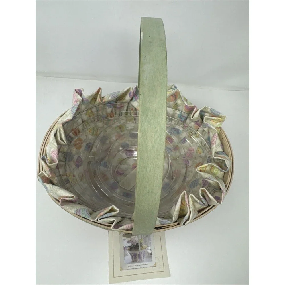 Longaberger 2004 Whitewash Easter Basket + Protector Set, Liner, Bunny Tie On